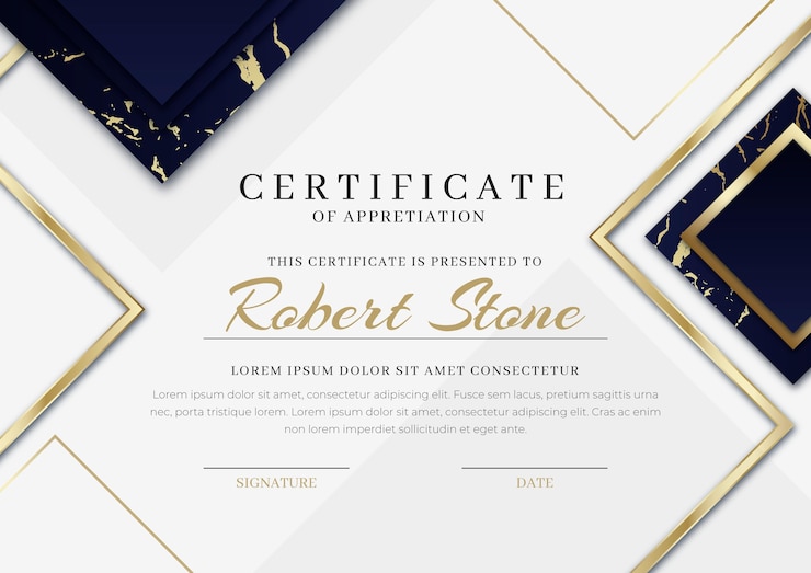 Vector gratuito plantilla de certificado de lujo dorado degradado