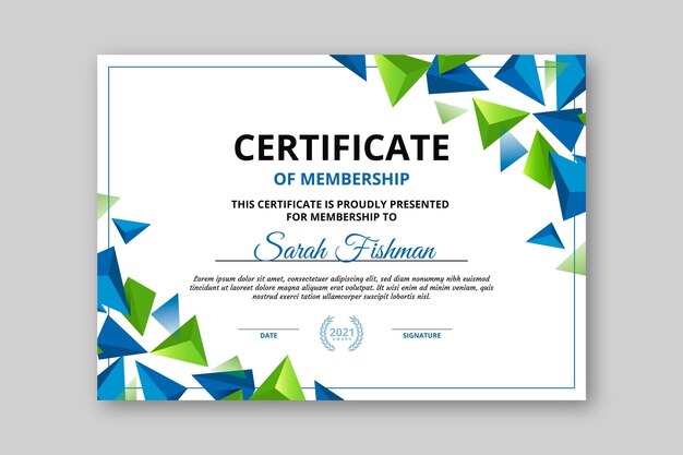 Plantilla de certificado moderno degradado