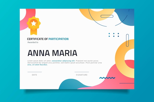 Plantilla de certificado moderno degradado
