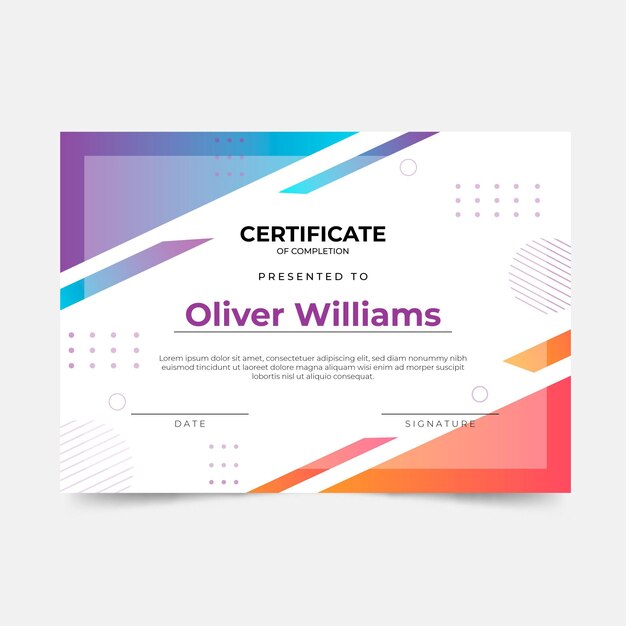 Plantilla de certificado moderno degradado