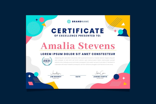 plantilla de certificado moderno de diseño plano