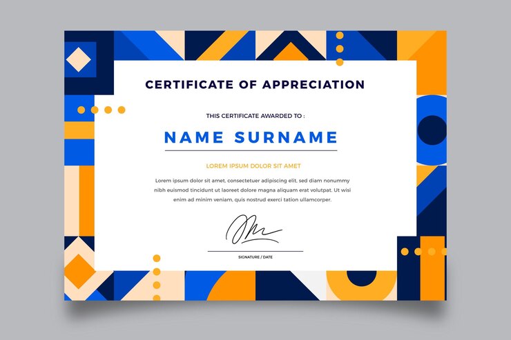Vector gratuito plantilla de certificado de mosaico plano