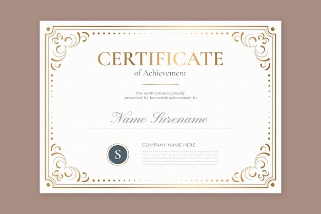 Plantilla de certificado ornamental dibujado a mano grabado