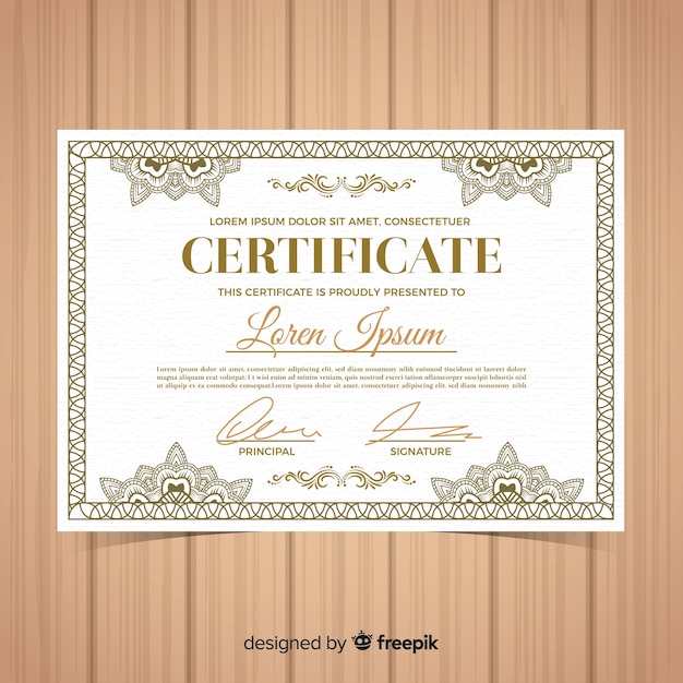 Plantilla de certificado ornamental en estilo vintage