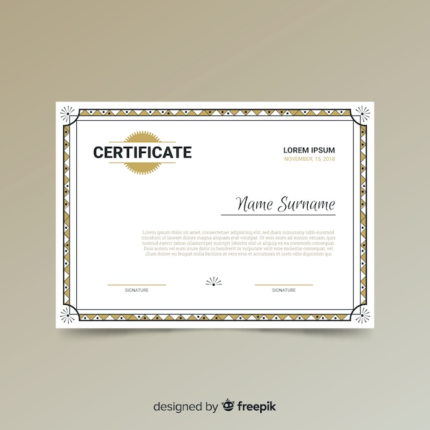 Plantilla de certificado ornamental
