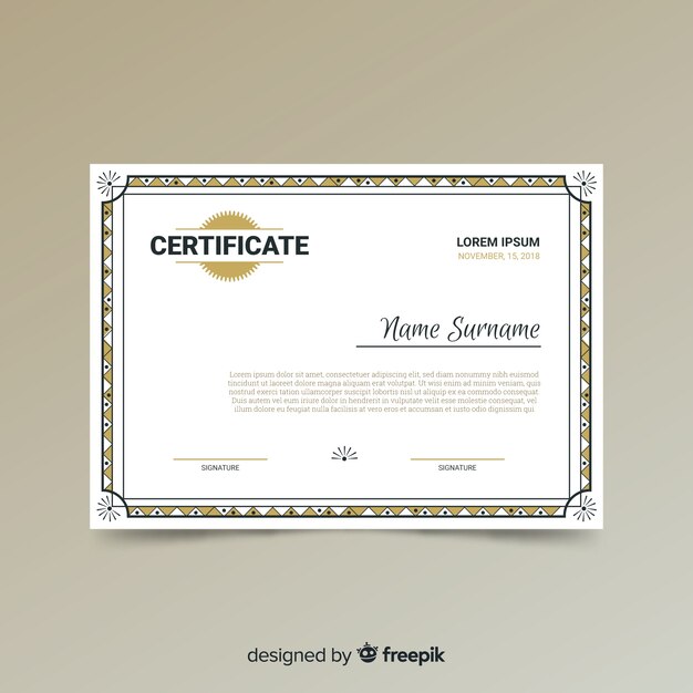 Plantilla de certificado ornamental