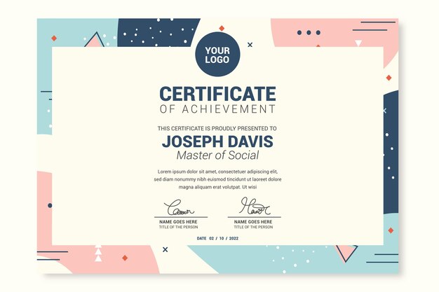 Plantilla de certificado plano moderno