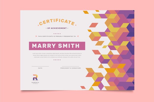 Plantilla de certificado plano moderno