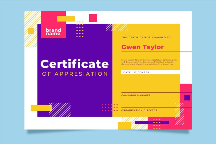 Vector gratuito plantilla de certificado plano moderno