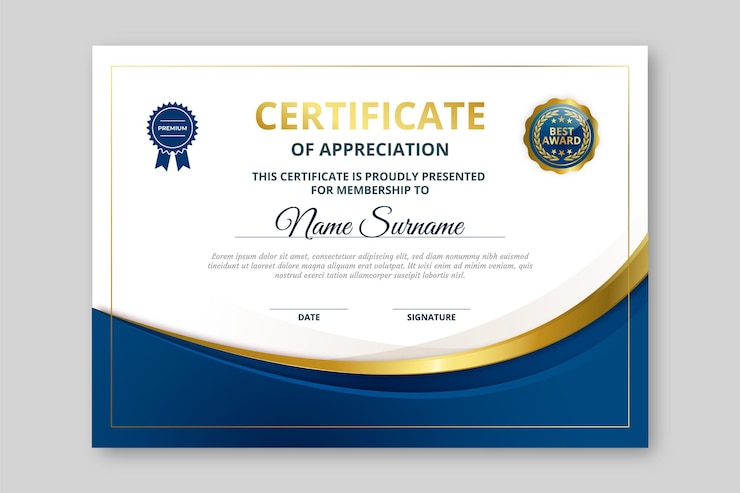 Vector gratuito plantilla de certificado plano moderno