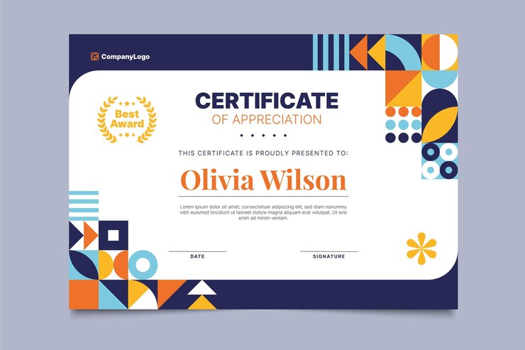 Vector gratuito plantilla de certificado plano moderno