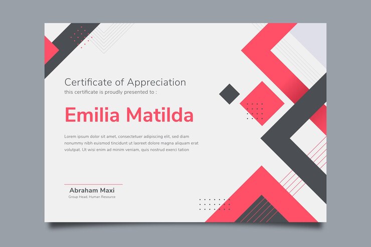 Vector gratuito plantilla de certificado plano moderno