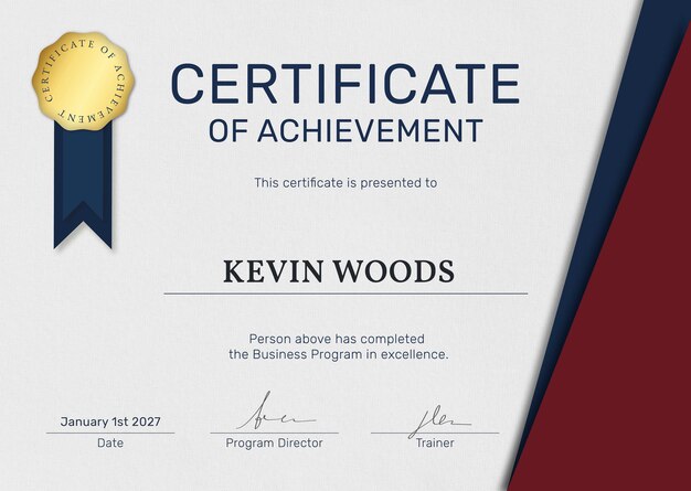 Plantilla de certificado de premio profesional en diseño abstracto rojo