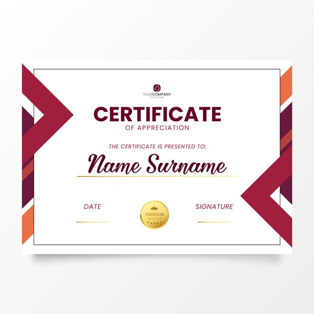 Plantilla de certificado de reconocimiento moderno
