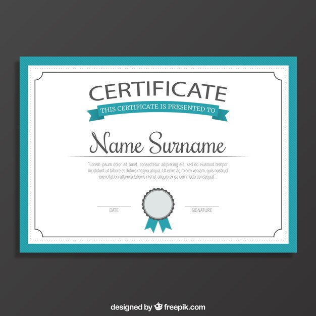 Plantilla de certificado de la turquesa