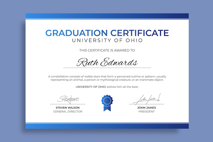 Vector gratuito plantilla de certificado universitario dibujada a mano
