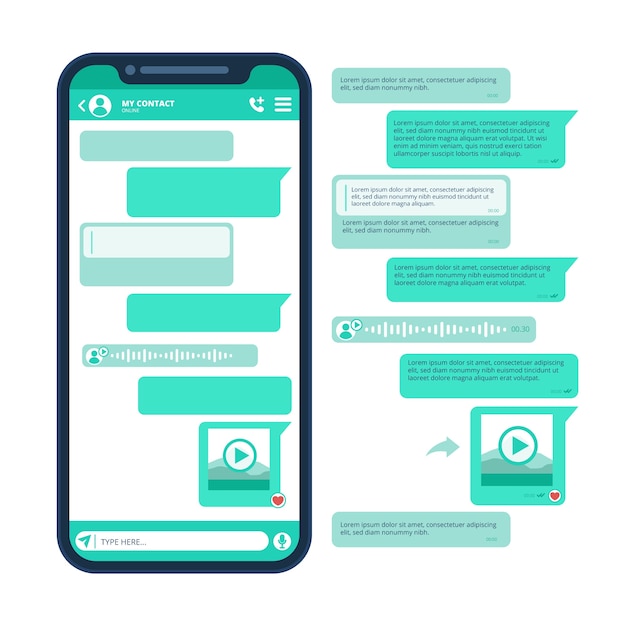 Plantilla de chat de whatsapp dibujada a mano