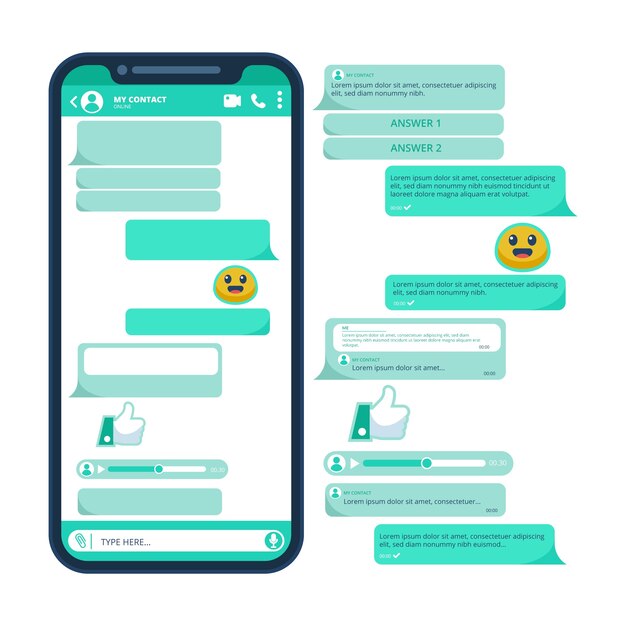 plantilla de chat de whatsapp dibujada a mano.