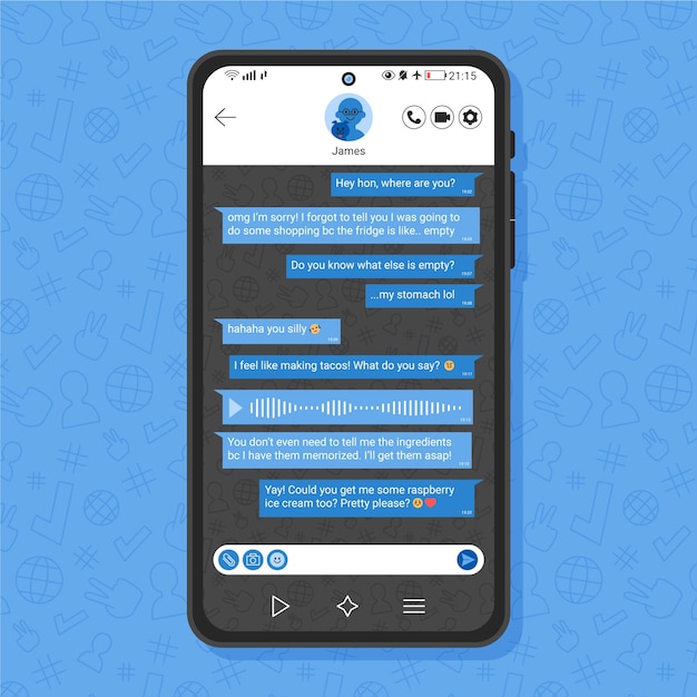 Vector gratuito la plantilla de chat de whatsapp es plana.