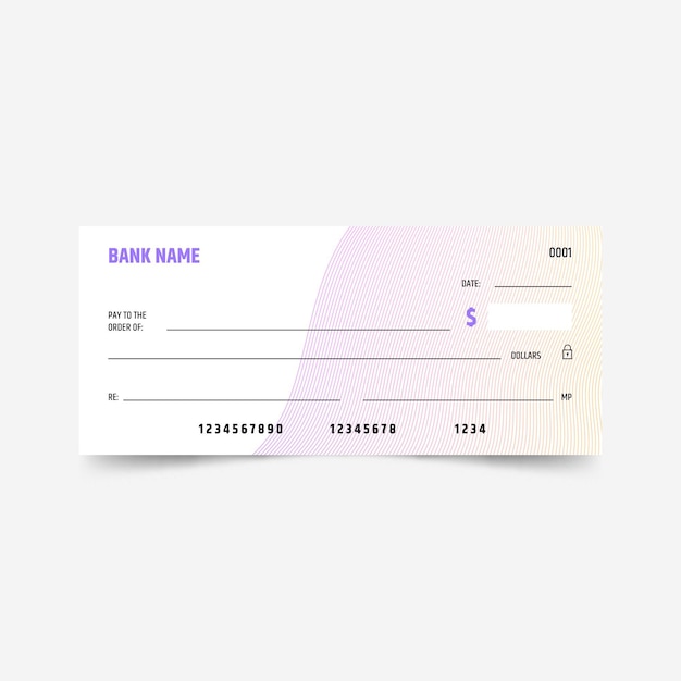 Vector gratuito plantilla de cheque en blanco degradado