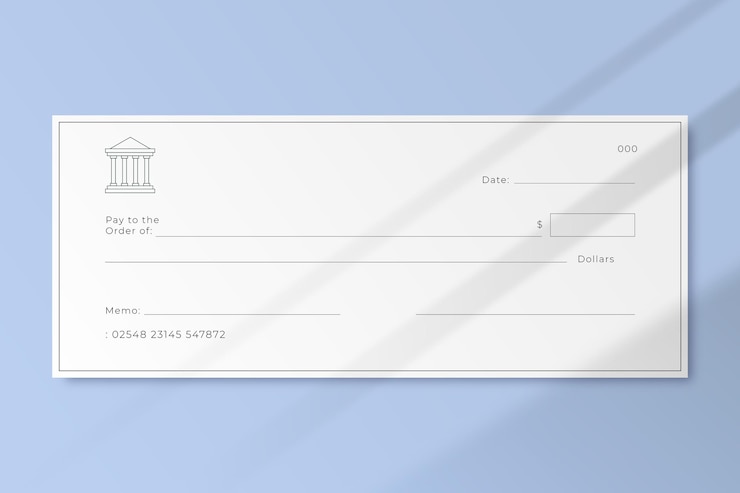 Vector gratuito plantilla de cheque en blanco de diseño plano