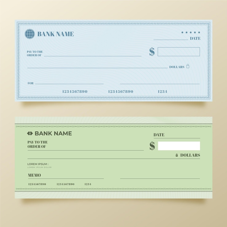Vector gratuito plantilla de cheque en blanco minimalista