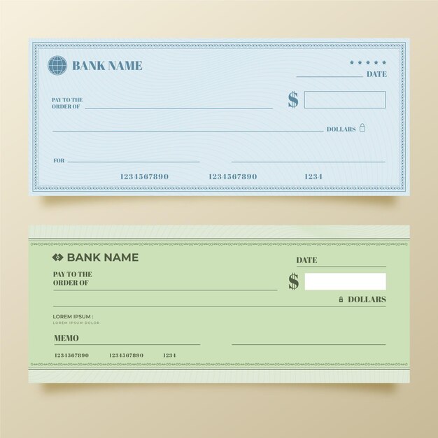 Plantilla de cheque en blanco minimalista