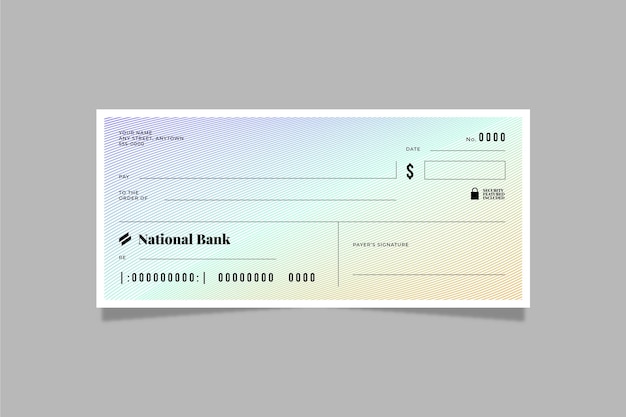 Vector gratuito plantilla de cheque en blanco plano lineal