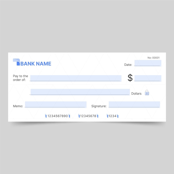Vector gratuito plantilla de cheque en blanco plano lineal