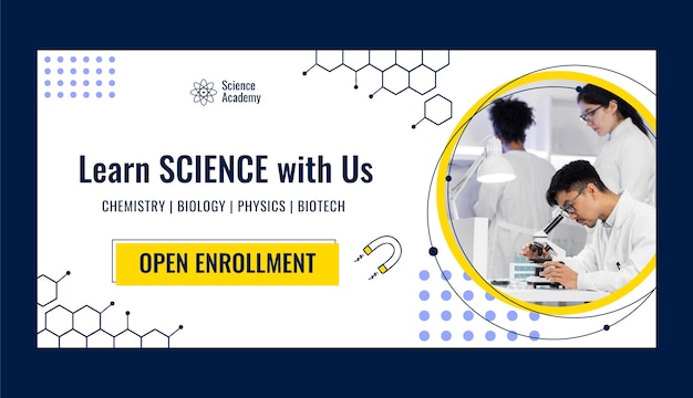 Plantilla de ciencia de banner plano
