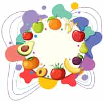 Vector gratuito plantilla de círculo de borde de fruta colorida para banner