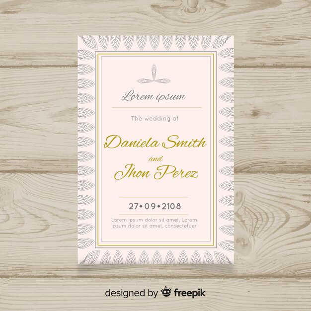 Plantilla clara de boda con diseño art deco