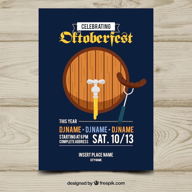 Plantilla clásica de póster del oktoberfest con diseño plano