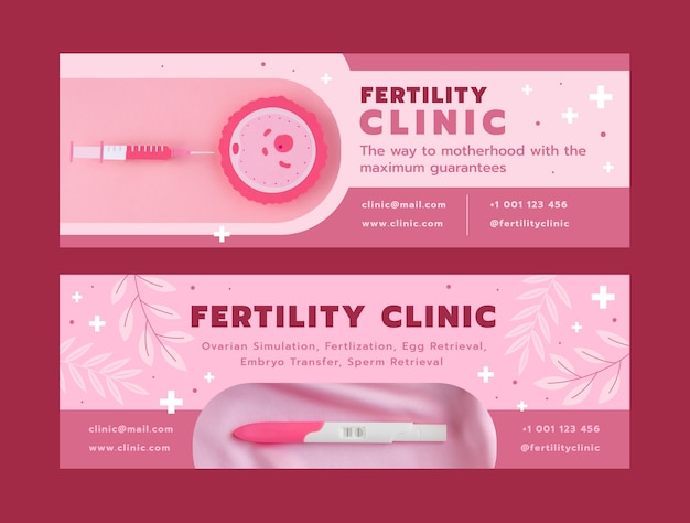 Vector gratuito plantilla de clínica de fertilidad de diseño plano