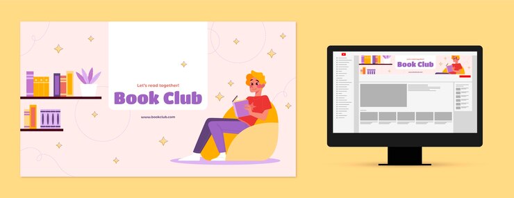 Vector gratuito plantilla de club de lectura dibujada a mano