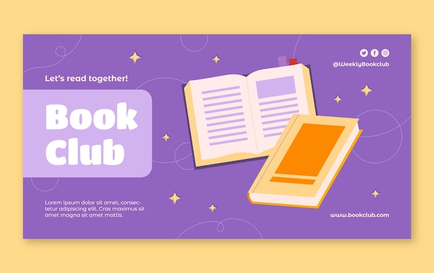 Vector gratuito plantilla de club de lectura dibujada a mano