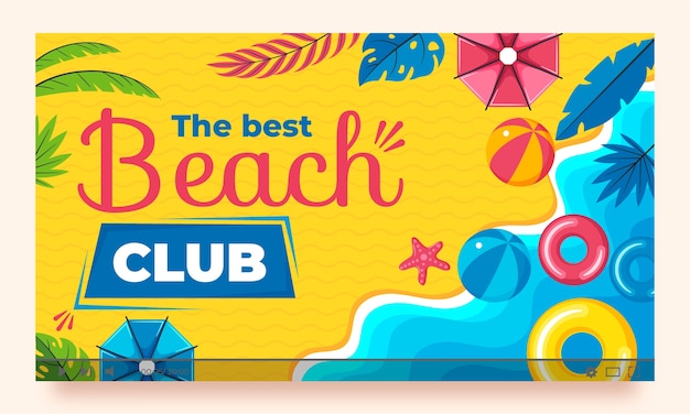 Vector gratuito plantilla club de playa dibujada a mano