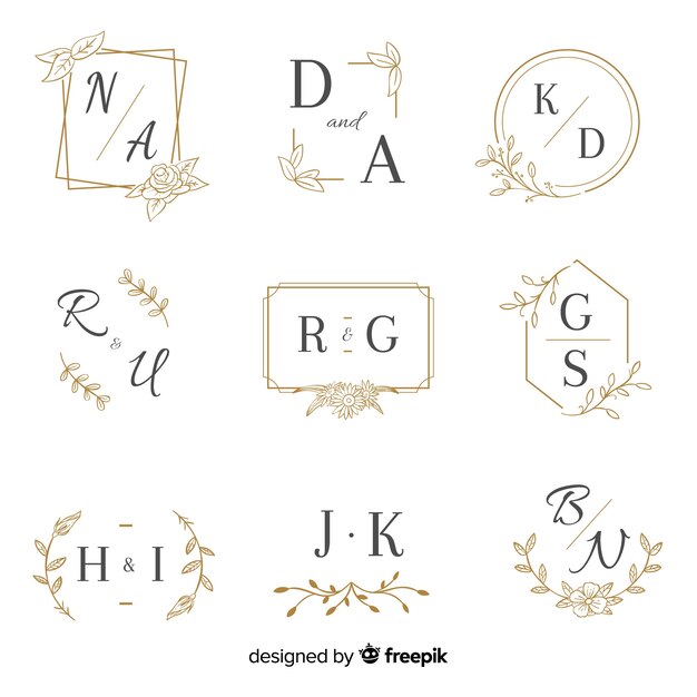 Plantilla de colección de boda monograma
