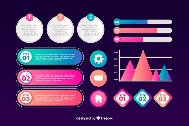 Plantilla de colección de elementos de infografía de marketing