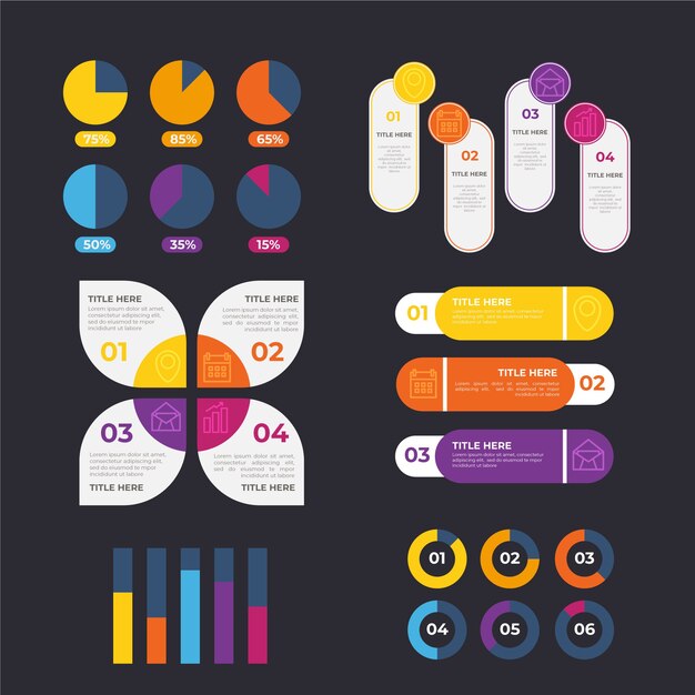 Plantilla de colección de elementos de infografía