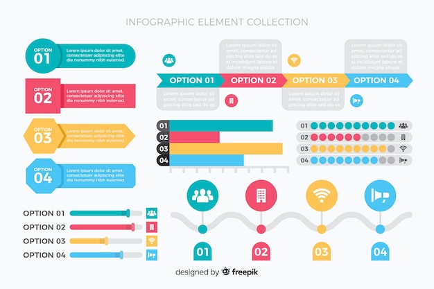 Plantilla de colección de gráficos coloridos infografía