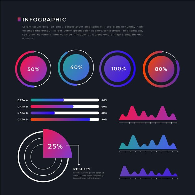 Plantilla de colección de infografía gradiente