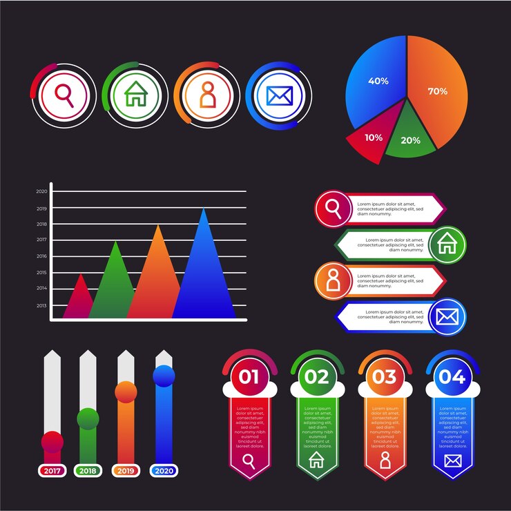 Vector gratuito plantilla de colección de infografía gradiente