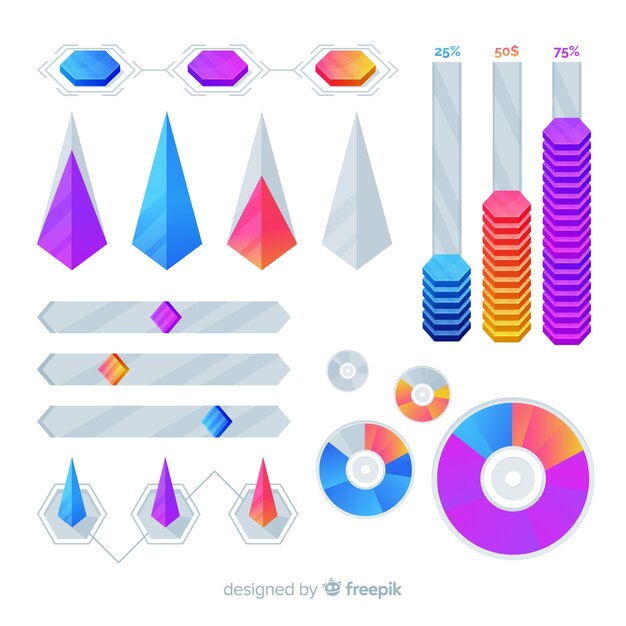 Plantilla de colección de infografía de marketing geométrico