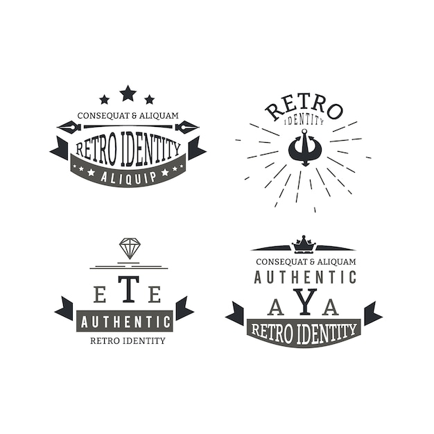 Vector gratuito plantilla de colección de logo retro