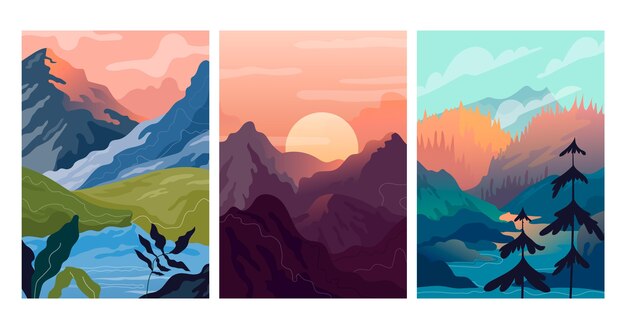 Plantilla de colección de paisaje diferente