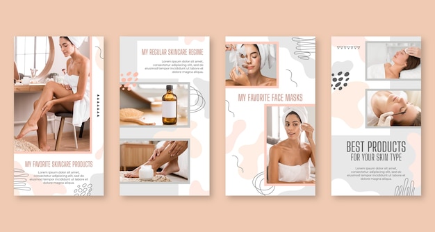 Plantilla de colección de publicaciones de instagram de belleza plana