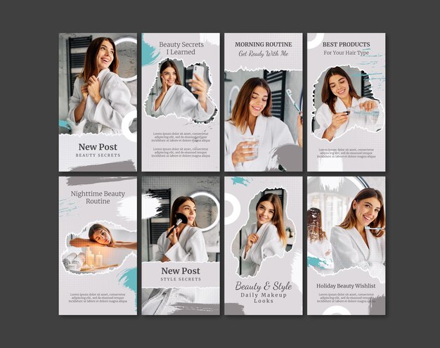 Plantilla de colección de publicaciones de instagram de belleza plana
