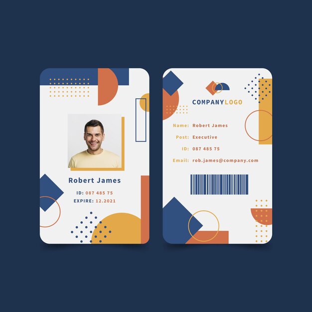 Plantilla de colección de tarjetas de identificación abstracta con imagen