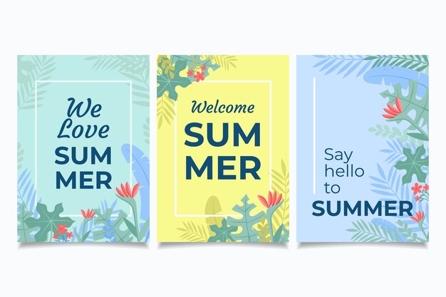 Plantilla de colección de tarjetas de verano